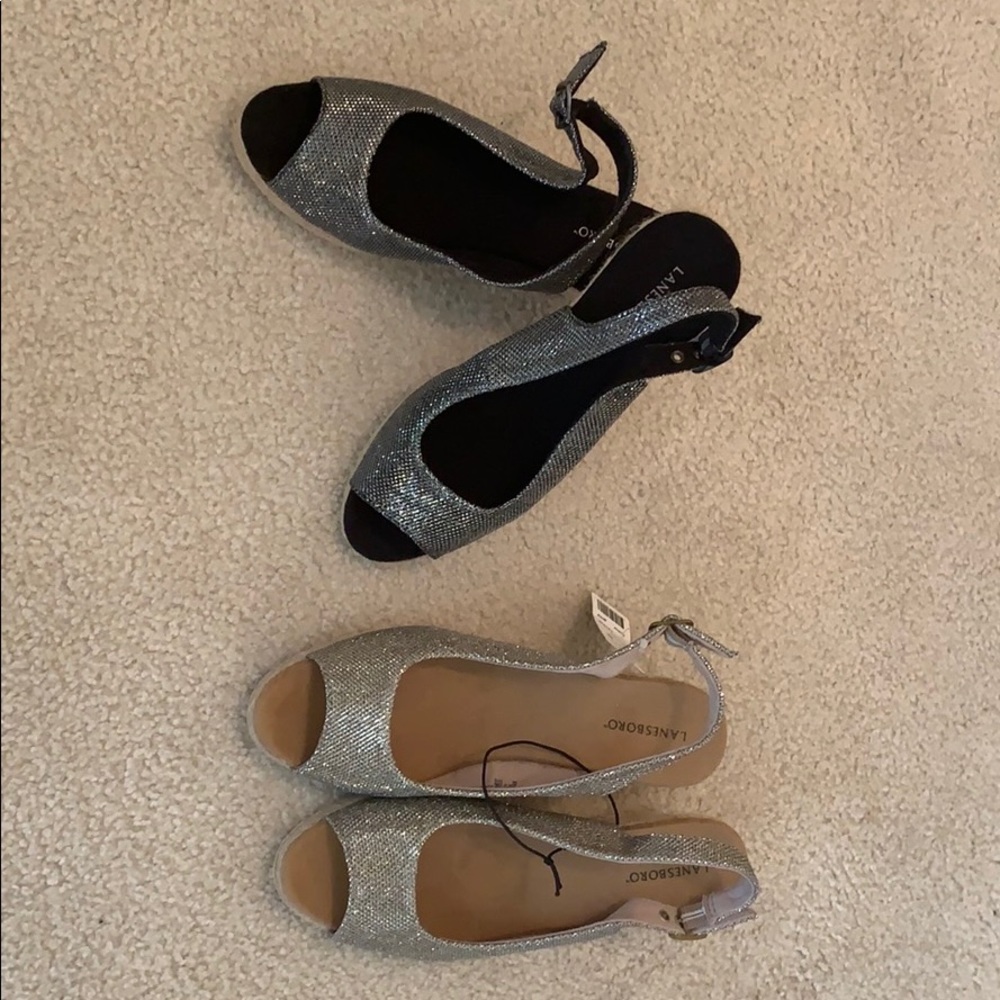 Lanesboro Tan and Black Wedges Size 8